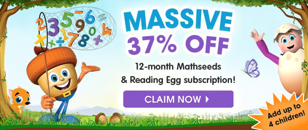 MASSIVE 37% OFF a 12-Month Subscription. Reading Eggs and Mathseeds. Includes up to 4 children. Claim Now