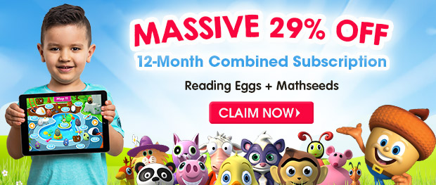 MASSIVE 29% OFF a 12 Month Combined Subscription. Reading Eggs and Mathseeds. Claim Now